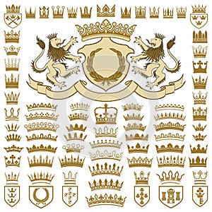 Heraldic crests and crowns collection