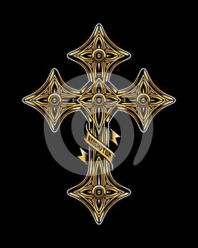 Heraldic Cross Vector Graphic On Black