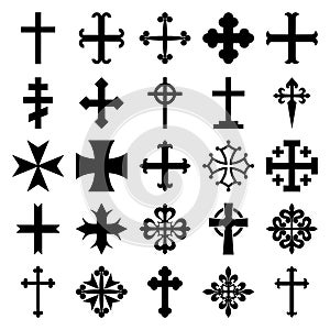 Heraldic crosses icons collection isolated - PNG