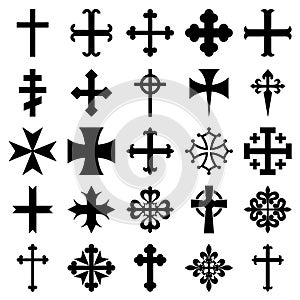 Heraldic crosses icons set