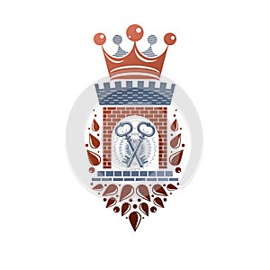 Heraldic design element. Retro style label, heraldry illu