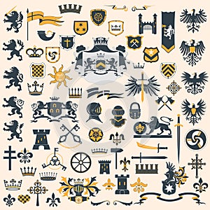 Heraldic Design Elements set