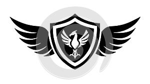 Heraldic Eagle Shield with Wings Vector, vector design Generative AI