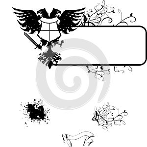 Heraldic eagle tattoo crest copy space illustration collection