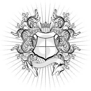 Heraldic floriture coat of arms copyspace crown