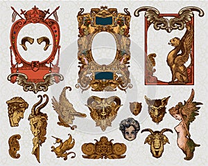 Heraldic frame design elements