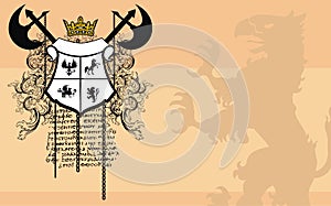 Heraldic gryphon axe coat of arms background