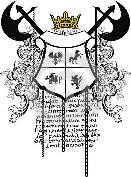 Heraldic gryphon coat of arms tattoo crest