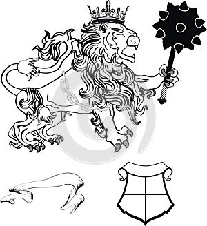 Heraldic lion coat of arms shield crest