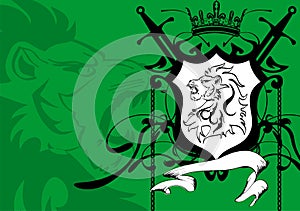Heraldic lion head coat of arms background4