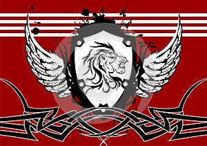 Heraldic lion head coat of arms background5