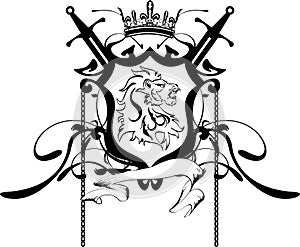 Heraldic lion head coat of arms tattoo