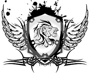 Heraldic lion head coat of arms tattoo4