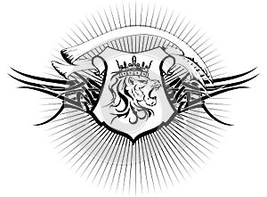 Heraldic lion head coat of arms tattoo6