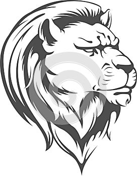 Heraldic Lion Head Vector Silhouette