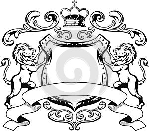 Heraldic Lion Shield Crest Silhouette photo