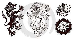 Heraldic lion silhouettes