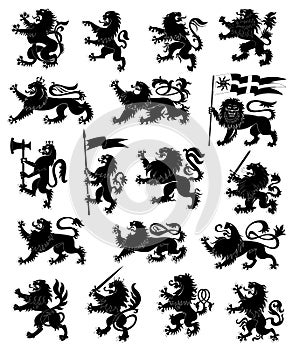 Heraldic lions set