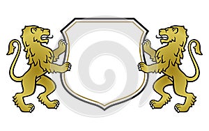 Heraldic lions with shield photo
