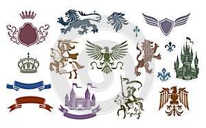 Heraldic Medieval Emblems Set