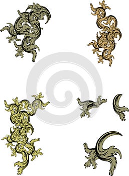 Heraldic ornaments tattoo crest set