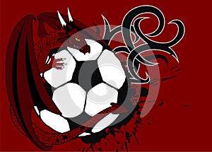 Heraldic red dragon soccer coat of arms crest background 2