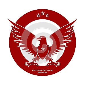 Heraldic red eagle and stars logo