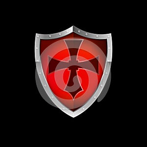 Heraldic shield on black background.