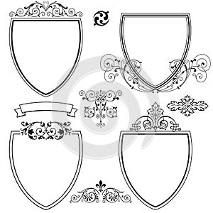 Heraldic shields and crests