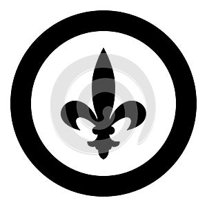Heraldic symbol Heraldry liliya symbol Fleur-de-lis Royal french heraldry style icon in circle round black color vector