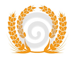 Heraldic symbol of wheat spike, bakery food emblem template