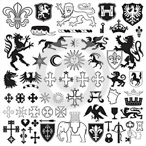 Heraldic symbols and crosses photo