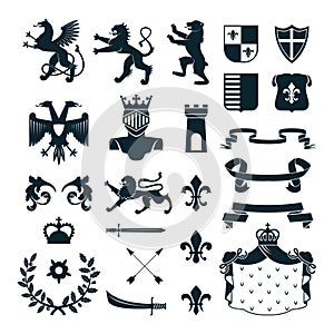 Heraldic Symbols Emblems Collection Black