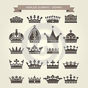 Heraldic symbols - royal crowns set