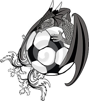 Heraldic tribal medieval dragon tattoo soccer coat of arms emblem