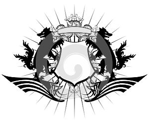 Heraldic wolf coat of arms crest tattoo shield
