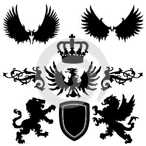 Heraldry elements silhouettes