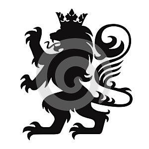 Heraldry Lion King with Crown Logo Mascot Vector
