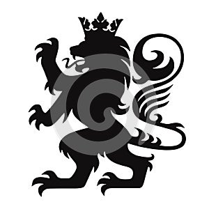 Heraldry Lion King with Crown Logo Mascot Vector photo