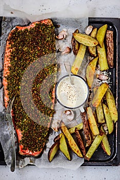 Herb crusted salmon .style rustic