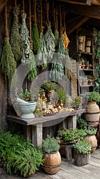 Herb Garden Display with Natural Elements