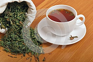 Herb and healthful tea cup