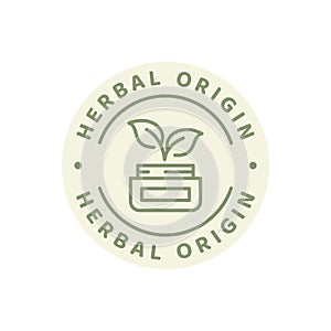 Herb, herbal origin product line vector label