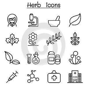 Herb icon set in thin line style