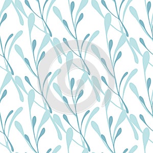 Herb leaf branch backdrop. Greeny branches seamless pattern