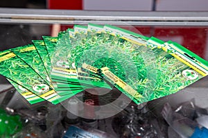 herb seeds in the gardening department in a shop in Belarus Minsk January 27, 202. preparation for spring sowing. agriculture