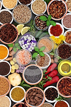 Herb Spice and Edible Flower Selection