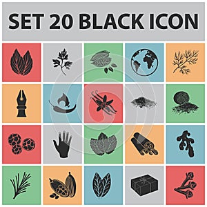 Herb and spices black icons in set collection for design.Different kinds of seasonings vector symbol stock web