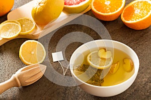 Herb tea with lemon and ginger