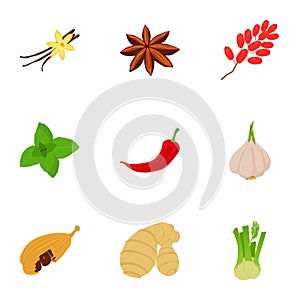 Herbage icons set, cartoon style photo